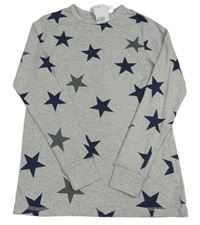 Šedé pyžamové triko s tmavomodrými hvězdami H&M