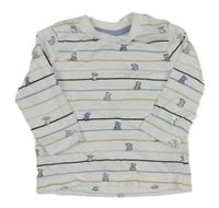 Bílo-modré pruhované triko s medvídky Nutmeg