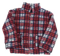 Červeno-tmavomodrá kostkovaná podšitá bunda Next