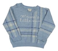 Modrý kockovaný sveter s nápisom River Island