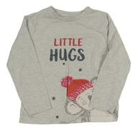 Šedé melírované triko s medvědem a nápisem Nutmeg