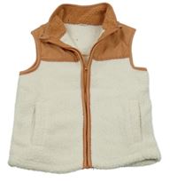 Bielo-hnedá huňatá vesta