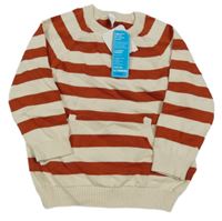 Nové - béžovo-tehlový pruhovaný ľahký sveter