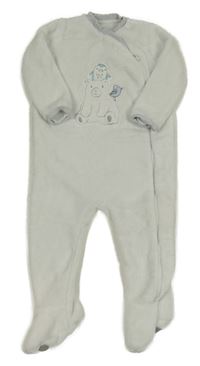 Bílý plyšový overal s medvědem 