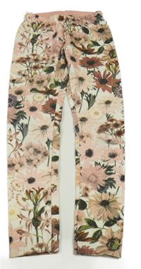 Béžovo-světlerůžovo-zelené květované legíny Zara