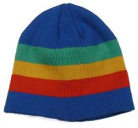Modro-barevná pruhovaná pletená čepice dunnes 