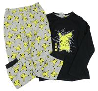 Černo-šedé fleecové pyžamo s Pikachu Primark