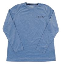 Modré sametové triko s nápisem Primark