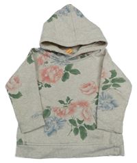 Sivá mikina s růžemi a kapucňou