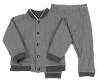2 set - šedomodrá vzorovaná lehce zateplená bunda + kalhoty Nutmeg