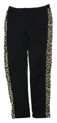 Čierne legíny s leopardím pruhom Mothercare