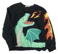 Čierna mikina s drakom a plameny H&M