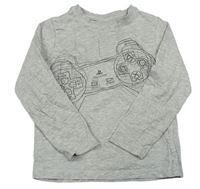 Sivé melírované tričko s ovladačem - PlayStation Next