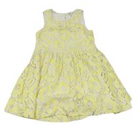 Bielo-žlté kvetované čipkové šaty Next
