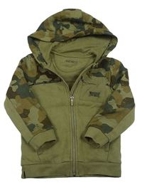 Khaki army propínací mikina s kapucí Nutmeg