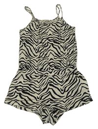 Bílo-černý pruhovaný kraťasový overal H&M