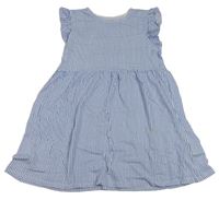 Bielo-modré pruhované bavlnené šaty s volánikmi H&M