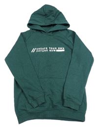 Tmavozelená mikina s nápisom a kapucňou zn. Matalan