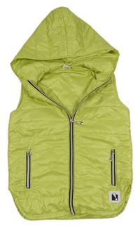 Svetlozelená šušťáková zateplená vesta s kapucňou