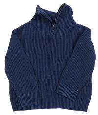 Tmavomodrý sveter s golierikom H&M