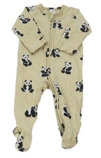 Béžový overal s pandami 