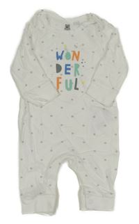 Bielo-sivý bodkovaná ý overal s nápisom Bluezoo