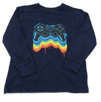 Tmavomodré tričko s ovladačem Next