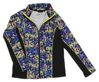 Černo-modro-žlutá vzorovaná propínací sportovní mikina Next