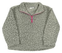 Šedá huňatá mikina s leopardím vzorem GAP