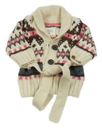 Béžovo-ružovo-hnedý vzorovaný vlnený prepínaci sveter s opaskom H&M