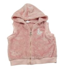 Ružová plyšová vesta s králikom a kapucňou