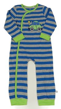 Šedo-modro-zelený pruhovaný overal s autem Liegelind