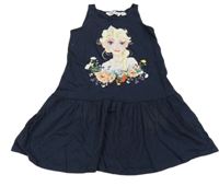 Tmavomodré šaty s Elsou H&M