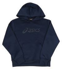 Tmavomodrá športová mikina s logom a kapucňou Asics