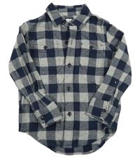 Šedo-tmavomodrá kostkovaná košile GAP