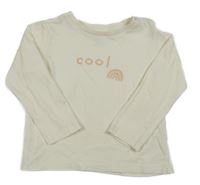 Smetanové triko s nápisem a duhou Sinsay