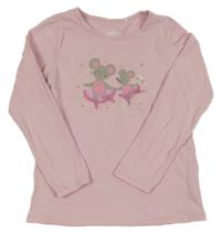 Svetloružové tričko s myškami Topolino