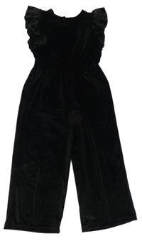 Čierny zamatový culottes overal s volánikmi Dunnes Stores