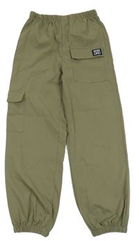 Khaki cargo cuff nohavice s nášivkou Shein