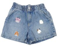 Modré riflové kraťasy s výšivkami - Squishmallows H&M