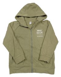 Khaki prepínaci mikina s nápismi a kapucňou Topolino