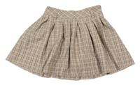 Béžovo-hnedá kockovaná skladaná sukňa Zara