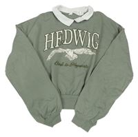Zeleno-bílá crop mikina s Hedvikou - Harry Potter H&M