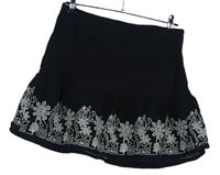 Dámska čierna plátenná sukňa s výšivkou Primark
