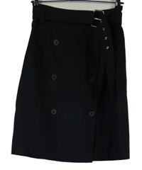 Dámská tmavomodrá propínací sukně s páskem FRNCH 