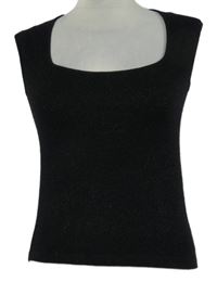 Dámský černý třpytivý pletený crop top MNG 