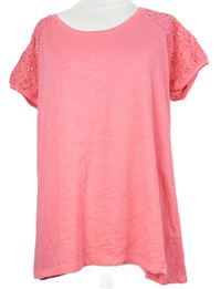 Dámske ružové tričko s čipkovymi rukávy George