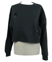 Nové - Dámská antracitová crop mikina s hvězdami z flitrů Primark 