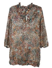 Dámská hnědo-modrá vzorovaná šifonová halenka C&A