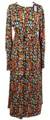 Nové - Dámské černo-barevné kytičkované plisované midi šaty s páskem 